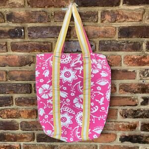 American Eagle Outfitters Vintage Y2K Canvas Tote Bag Pink White Yellow Floral